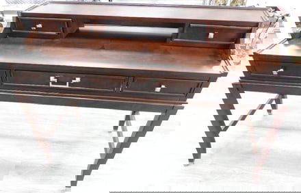 Stylish dark wood 5-drawer writing desk