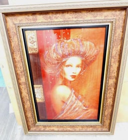 Framed Bella Ina art by Csaba Markus in 32.5" x 42.5" frame, signed