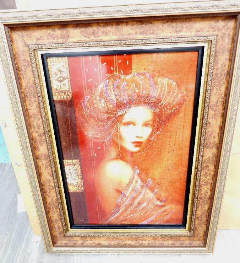 Framed Bella Ina art by Csaba Markus in 32.5" x 42.5" frame, signed: Framed Bella Ina art by Csaba Markus in 32.5" x 42.5" frame, signed