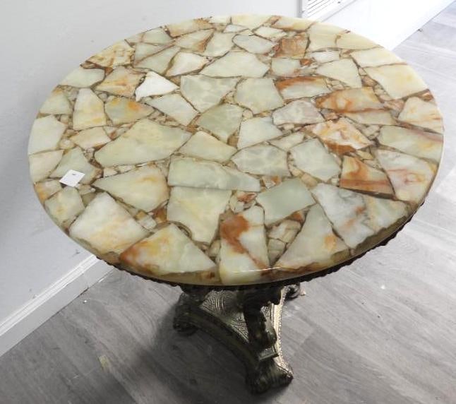 Elegant mosaic table with metal base: Elegant mosaic table with metal base, 24" tall and 24" wide diameter top