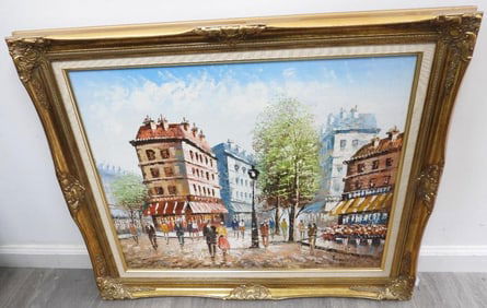 Caroline Burned signed oil painting on canvas, framed