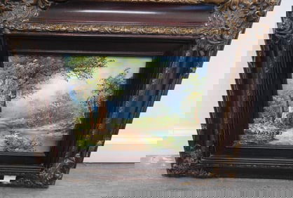 Framed, signed landscape painting on canvas