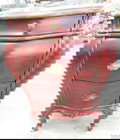 Vintage-style wooden decorative 3-drawer dresser with reddish-brown finish