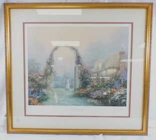 Framed print of "The Rose Arbor Cottage" by Thomas Kinkade Original Signature