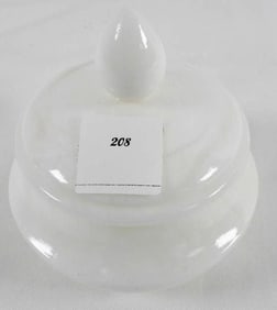 Alabaster white bowl with lid