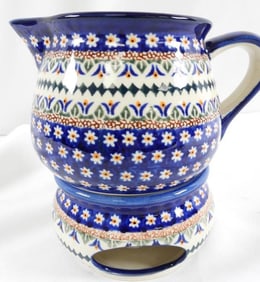 POLISH POTTERY teapot and tea stove set