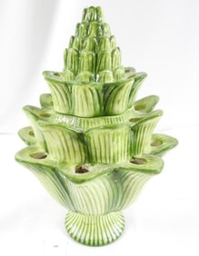 Green Abigails ceramic asparagus-shaped flower frog/vase