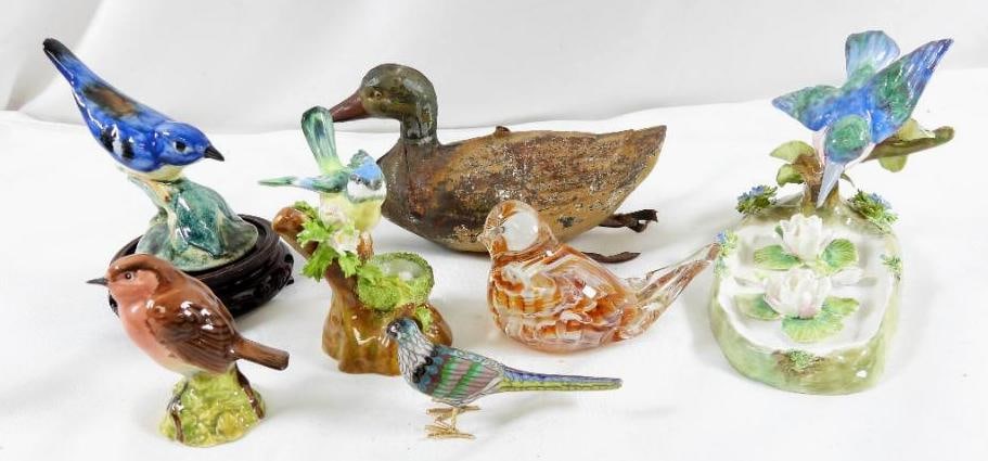 LOT OF 7 birds: Staffordshire, Beswick, etc.: LOT OF 7 birds: Staffordshire, Beswick, etc. see photos for types and markings on bottoms