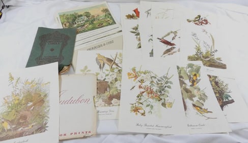 Huge LOT OF EPHEMERA - including Audubon and Currier & Ives photo prints