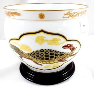 Vintage Franklin Porcelain Limited Edition bowl on wooden stand