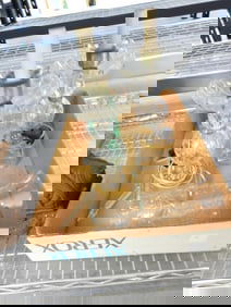 Pair of vintage etched glass hurricane-style electric lamps