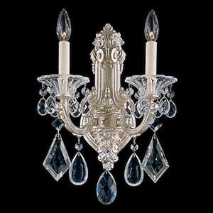 Shonbeck Pair of Silver tone 2 arm crystal lighted Wall Sconces matches lot 206: This lot is being sold as a PAIR of matching wall sconces. . Beautiful Shonbeck matching pair of hard wired electric silver tone wall sconces with crystals. Retail over $1,000 EACH. Coordinates with t