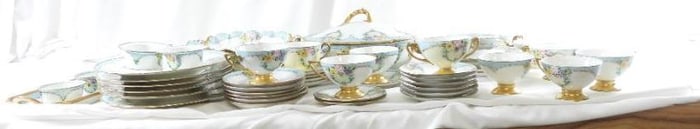 Large lot of china handpainted Austria Serving, plates, china