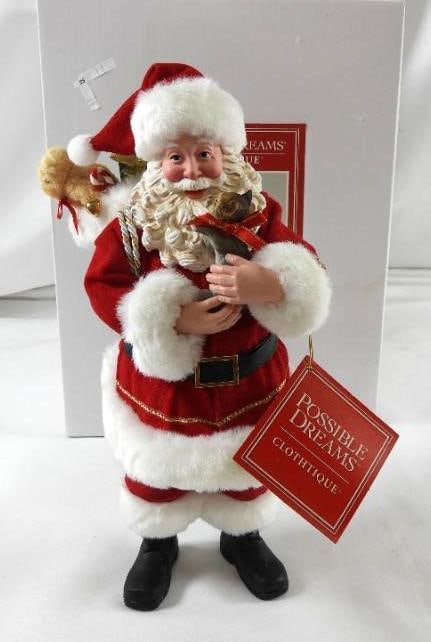 POSSIBLE DREAMS CLOTHTIQUE You Had Me at Meow Santa w Kitten: Dept 56 POSSIBLE DREAMS You Had Me at Meow Santa holding a kitten #6012216. New in original white box. Never displayed. 12"Tx6"Lx6.5"W