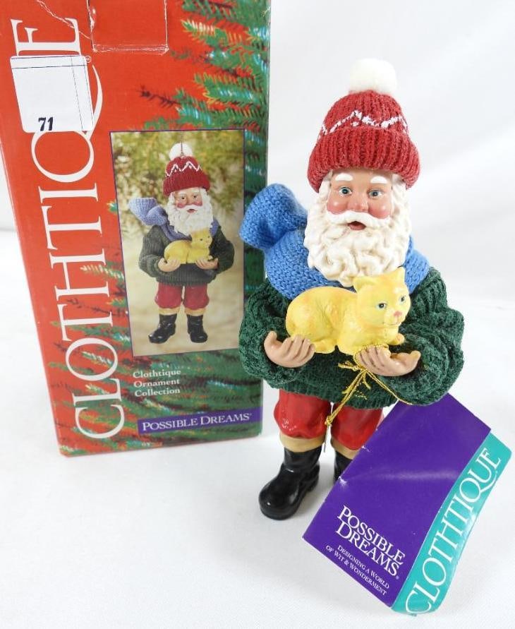 POSSIBLE DREAMS CLOTHTIQUE "Purrfect Pet" Santa & Cat Ornament (1 of 6)