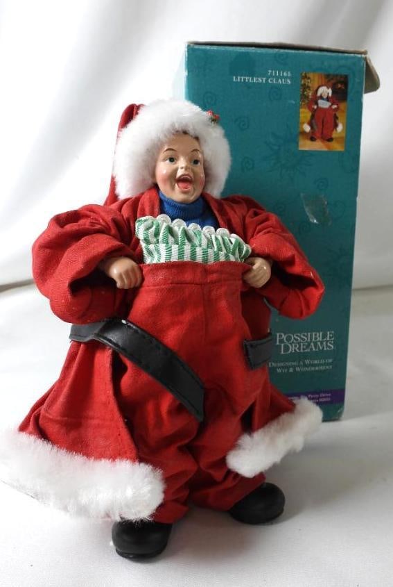 POSSIBLE DREAMS CLOTHTIQUE Littlest Claus #711165: POSSIBLE DREAMS CLOTHTIQUE Littlest Claus Boy in Santa's clothes 8.5"Tx7"Lx4"W