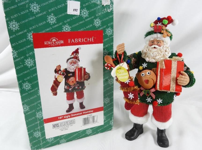 KSA FABRICHE KURT ADLER "10" Ugly Sweater Santa: KSA FABRICHE KURT ADLER 10" Ugly Sweater Holiday Santa C7439 in original box. Dimensions: 12.5"Tx7"Lx5"W