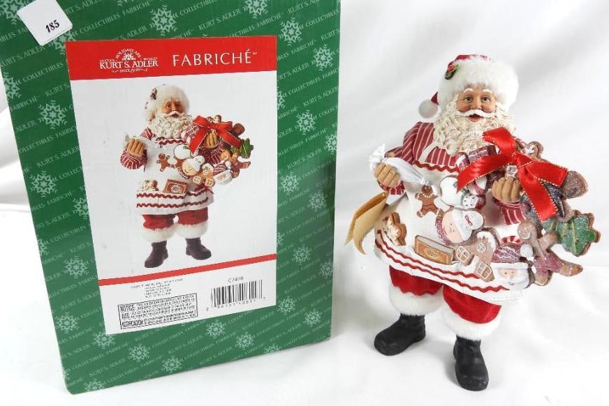 KSA FABRICHE KURT ADLER Santa with cookie wreath: KSA FABRICHE KURT ADLER Santa with cookie wreath and icing, C7478, in original box. Dimensions: 11.5"Tx7"Lx5"W