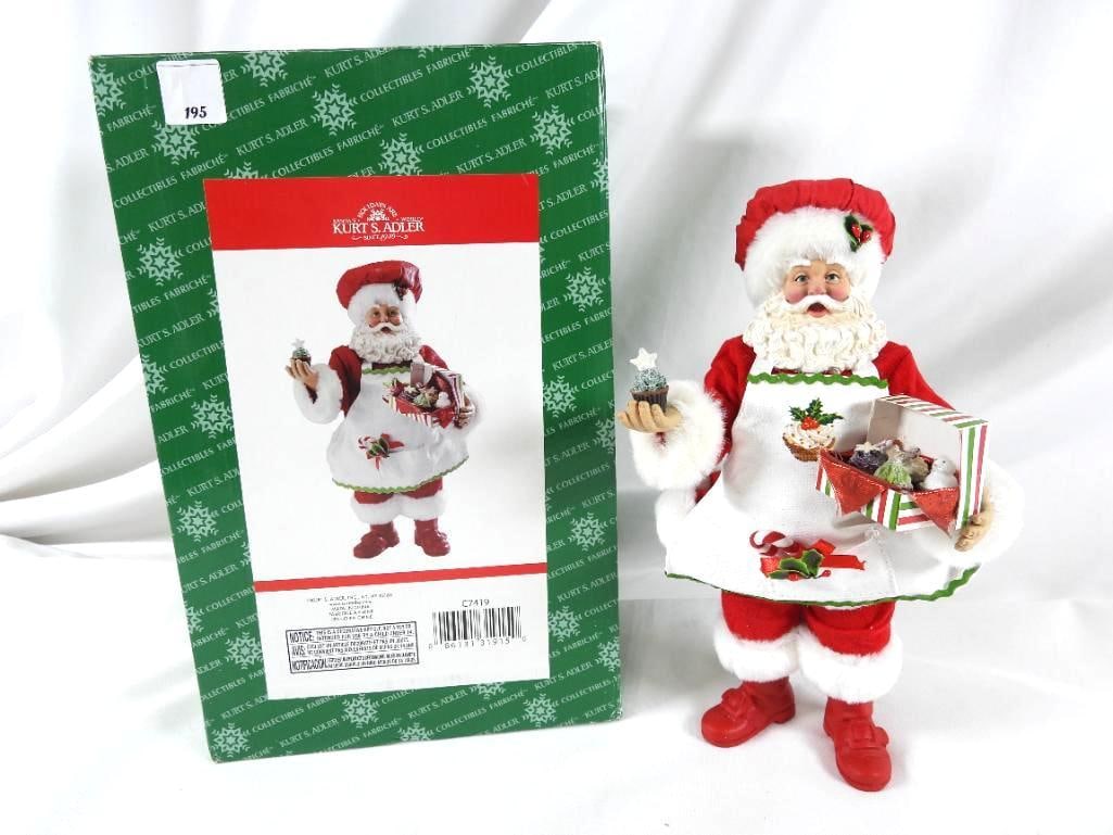KSA FABRICHE KURT ADLER Santa with cupcake box: KSA FABRICHE KURT ADLER Santa with cupcake box, C7419, in original green box. Dimensions: 12"Tx6.5"Lx5"W