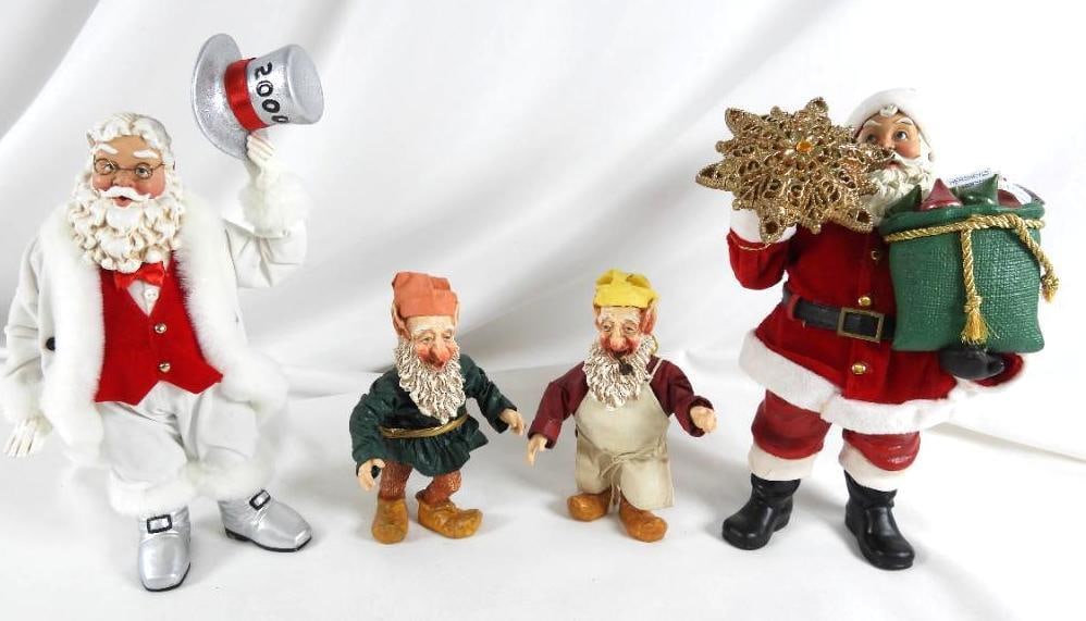 LOT OF 4 FABRICHE KURT S. ADLER Santas and Elves (1 of 5)