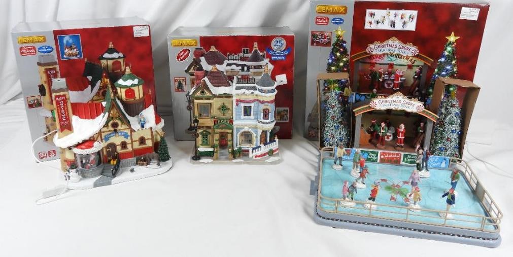 LOT OF 3 LEMAX:  Skating Rink NIB, LIGHTED, etc. (1 of 6)