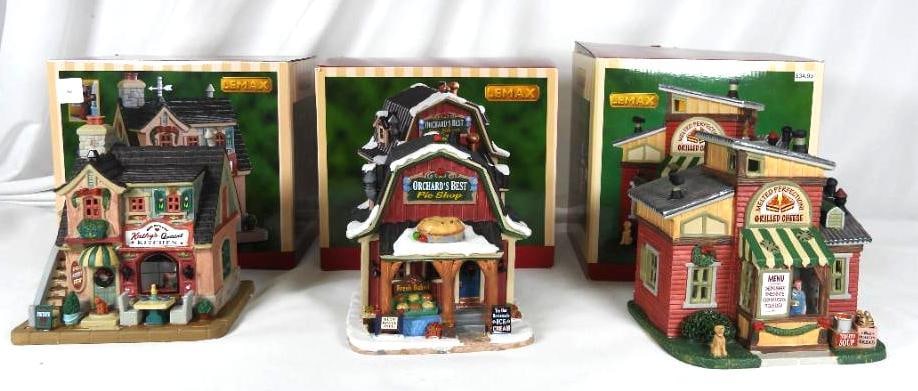LOT OF 3 LEMAX lighted food shops in orig boxes (1 of 5)
