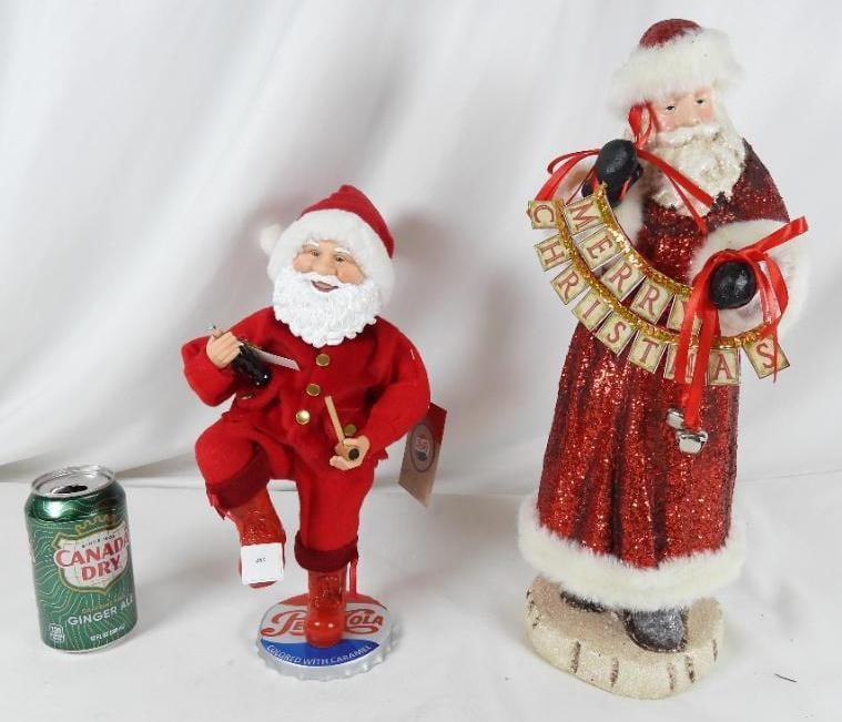 LOT OF 2 SANTAS: PEPSI-COLA and Allstate Floral: LOT OF 2 SANTAS: PEPSI-COLA Santa 7"Lx5"Wx13"T and Allstate Floral, 6"Lx6"Wx17.5"T