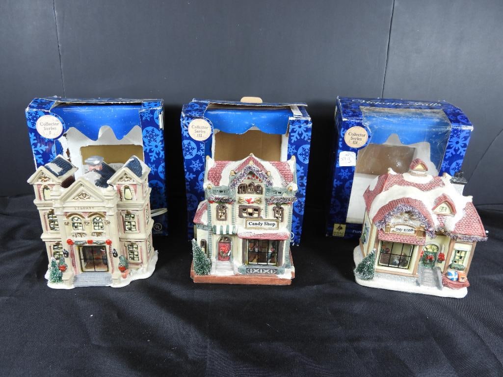 LOT OF 3 VICTORIA FALLS porcelain LIGHTED houses (1 of 4)