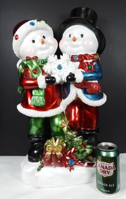 KRINGLE EXPRESS Mr. and Mrs. Snowman figure: KRINGLE EXPRESS Mr. and Mrs. Snowman figure, 11"Lx7"Wx21", takes two AA batteries not included, not tested, has 6 hour timer option