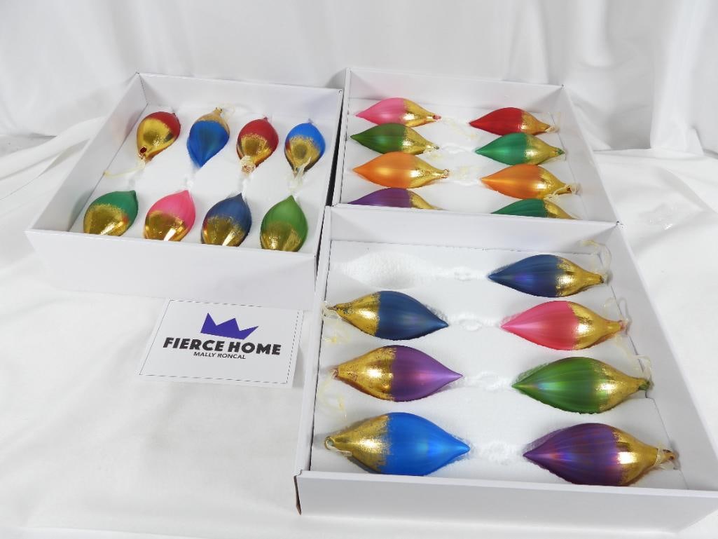 3 sets of FIERCE HOME glass teardrop ornaments (1 of 8)