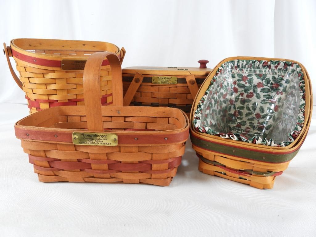 LOT OF 4 LONGABERGER BASKETS including Christmas (1 of 20)