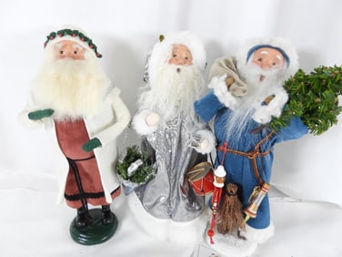 LOT OF 3 BYERS' CHOICE CAROLERS FATHER CHRISTMAS SIGNED BY JOYCE BYERS