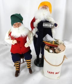 LOT OF 2 BYERS' CHOICE CAROLERS Santas signed