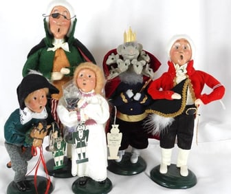 LOT OF 5 BYERS' CHOICE CAROLERS NUTCRACKER FIRST EDITION
