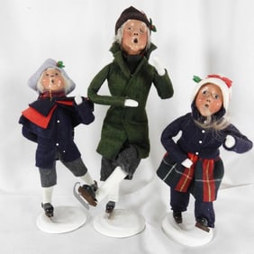 LOT OF 3 BYERS' CHOICE CAROLERS THE SKATERS signed, limited editions