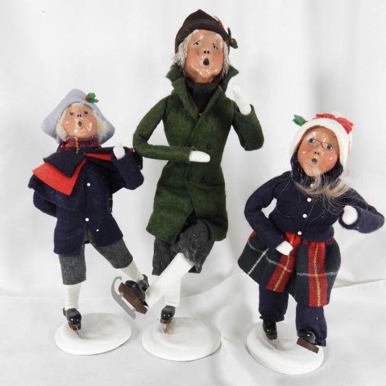 LOT OF 3 BYERS' CHOICE CAROLERS THE SKATERS signed, limited editions (1 of 17)