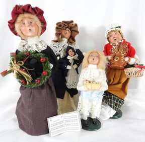LOT OF 4 BYERS' CHOICE THE CAROLERS signed