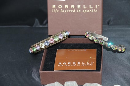 Sorelli Designer Jewelry 2 Cuff crystal rhinestone bracelets