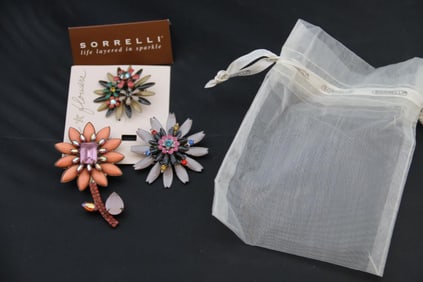 Sorelli Designer Jewelry 3 brooches pins