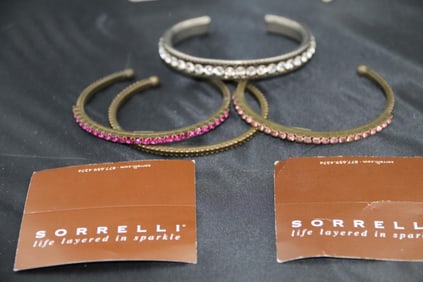 Lot of 4 Sorelli Designer Jewelry Cuff bracelets