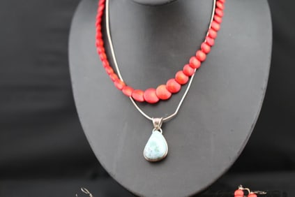 Lot of 2 Sterling Silver and stone jewelry sets