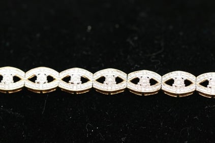 NEW gold over & sterling diamond 2 tone bracelet