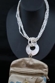 NEW Sterling silver HONORA Cultured pearl 3 strand pendant necklace