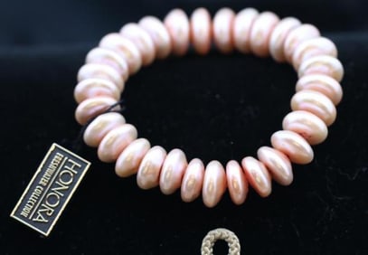 NEW Sterling silver HONORA Cultured button pearl Bracelet