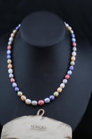 NEW Sterling silver HONORA Cultured multi color pearl 18" necklace