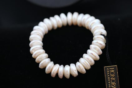 NEW Sterling silver HONORA Cultured button pearl Bracelet