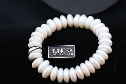 NEW Sterling silver HONORA Cultured button pearl Bracelet