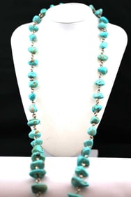 Steven Dweck Sterling silver chunky Natural turquoise necklace.