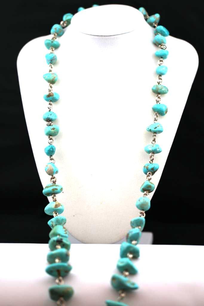 Steven Dweck Sterling silver chunky Natural turquoise necklace. (1 of 12)