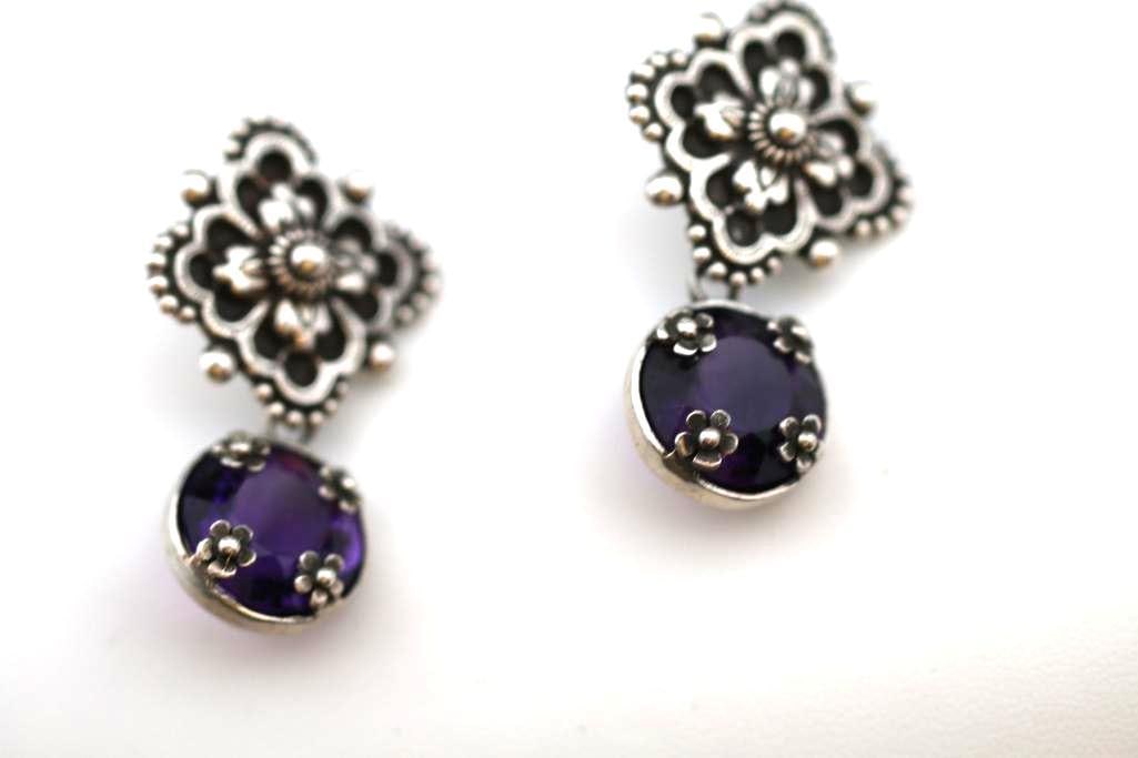 Stephen Dweck Amethyst and Sterling Silver clip earrings (1 of 6)